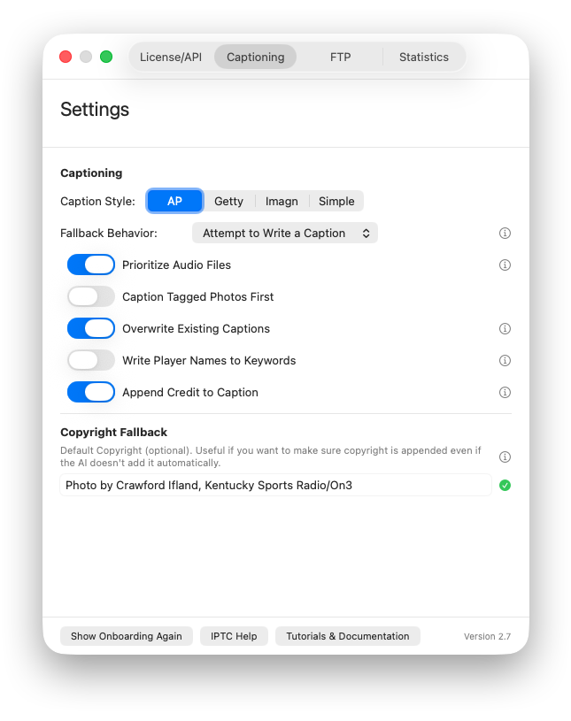Automatic caption generation