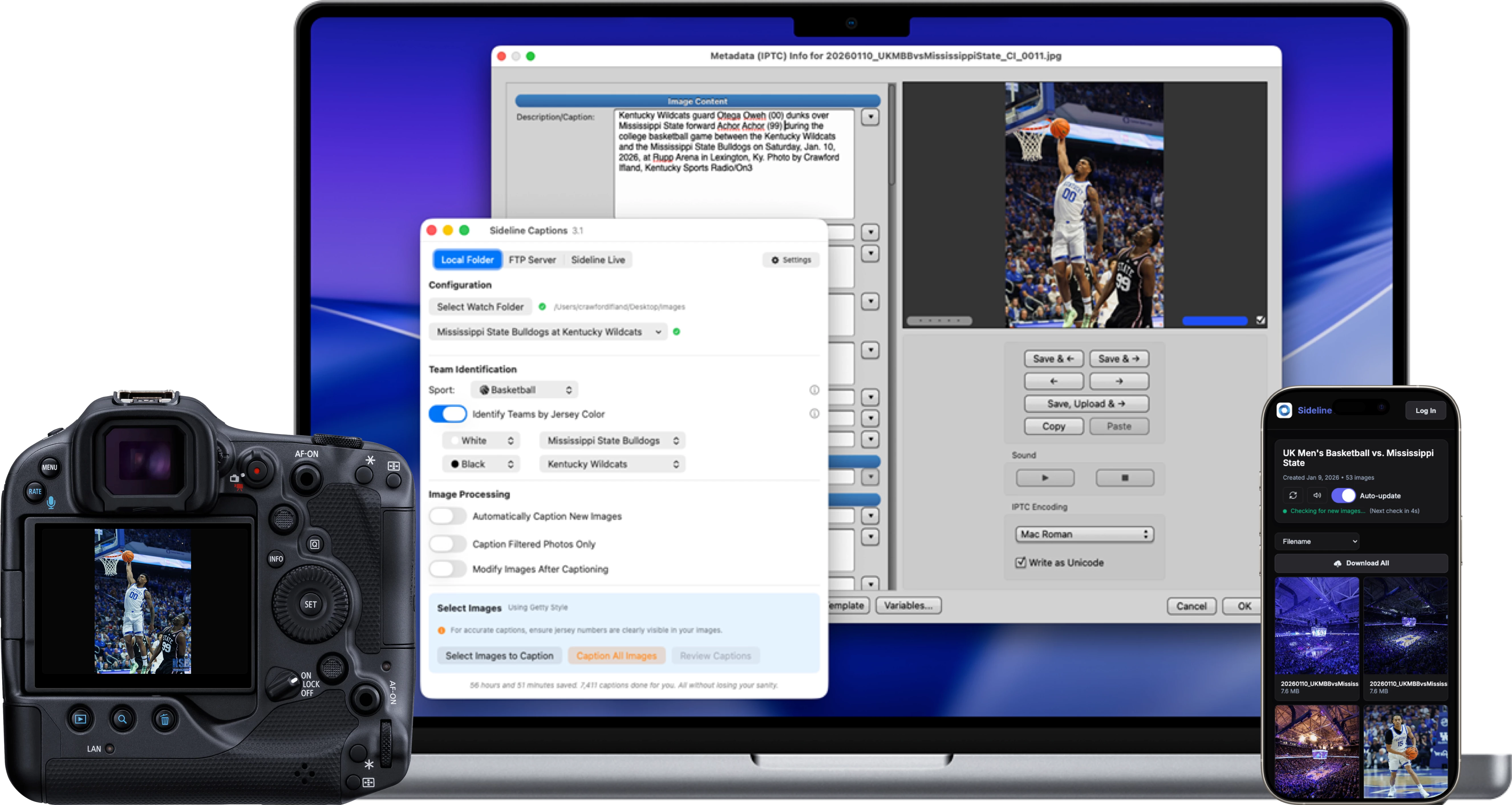 Sideline Captions App Interface