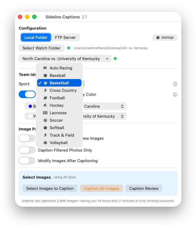 Multi-sport selection